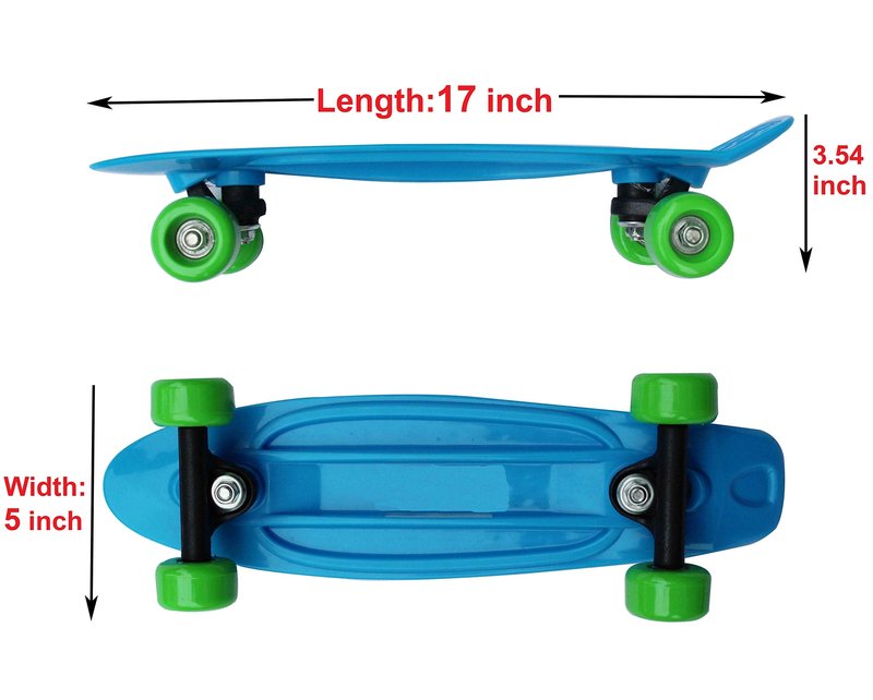 SK8MEMO 17X5inch Kids Skateboard, Mini Skateboard for Beginners (Blue)……