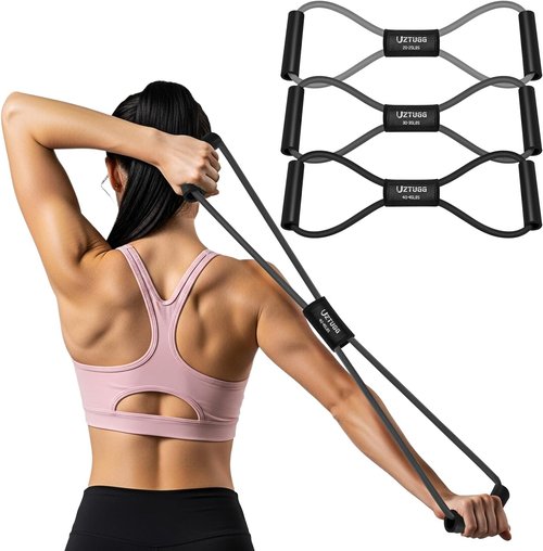 Figure 8 Resistance Bands - Heavy Duty Latex for Strength Training | 3 Levels for Full Body Workout