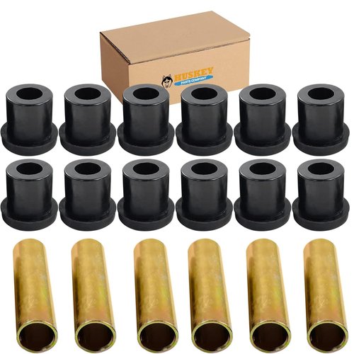 Huskey EZGO TXT Golf Cart Rear Leaf Spring Bushing Kit with 6X Sleeves and 12X Bushings Made of Long Lasting Rubber for 1996-Up. Replaces OEM Sleeve Part No#: 70289G02 and Bushing Part No#: 70291G0.