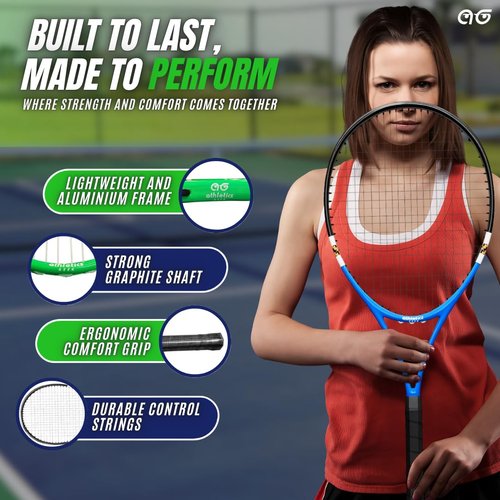 Athletics Geek Teen Tennis Racket Set-27 Inch Tennis Rackets for Beginners and Youth Players-Lightweight Racquets with Carry Bag, Grip Tape, and Ball Offer-Ideal for Boys & Girls Ages 12+