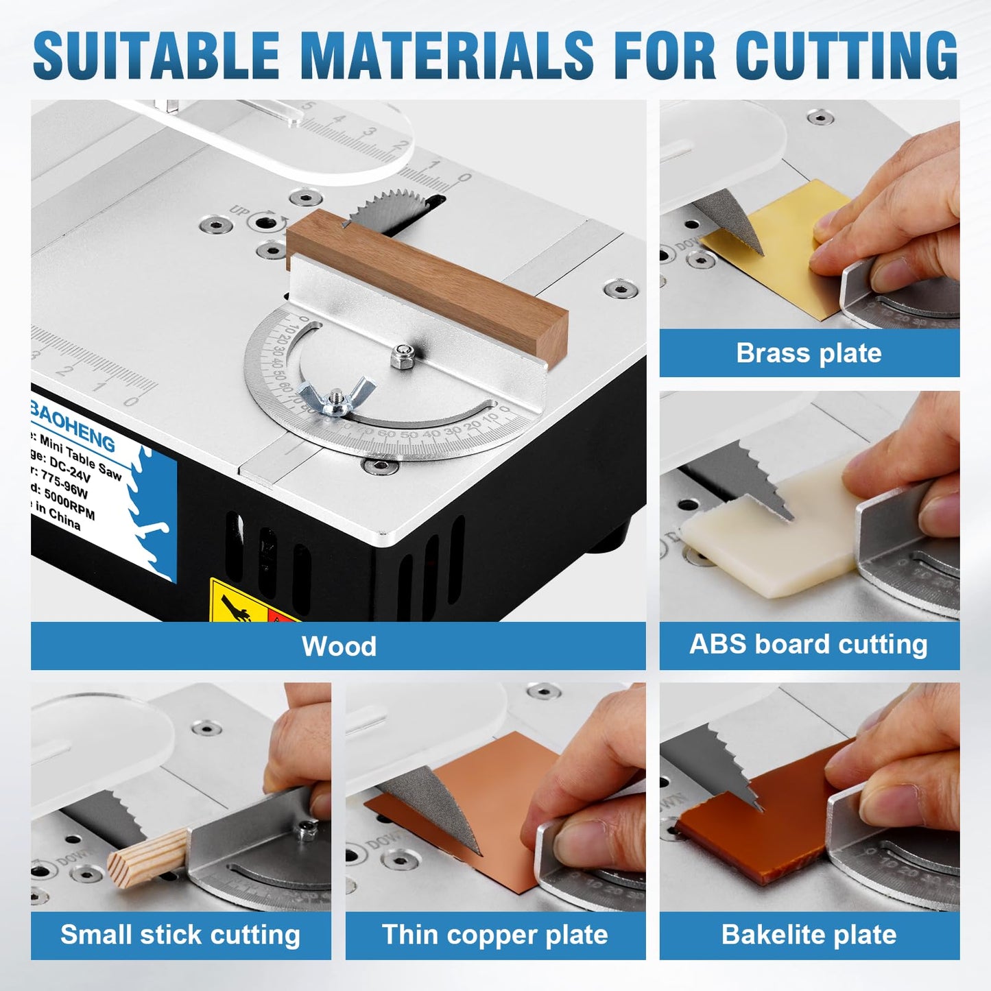 MXBAOHENG Updated Mini Multifunctional Table Saw with Cutting & Sanding Switch, Small Portable Hobby Table Saw for DIY Crafts, Model Making, Wood/Plastic/Acrylic Cutting, 96W 7-Speed Control