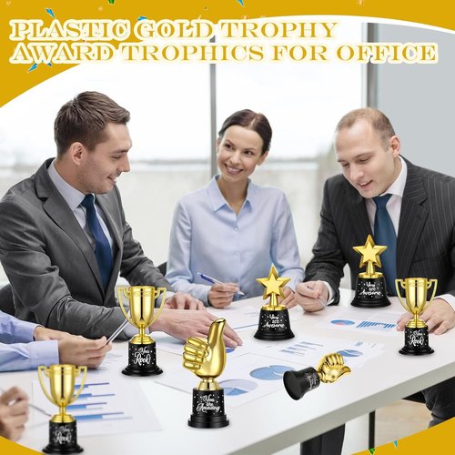 Lenwen Gold Trophy Awards - 36 Pack Mini Thumbs Up Cups for Classroom & Sports | Perfect Back to School Gifts