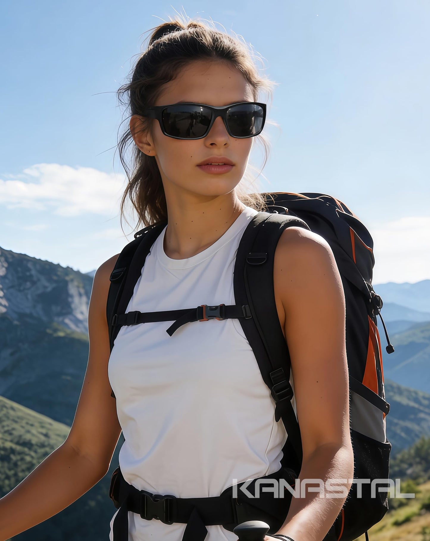 KANASTAL Square Sports Sunglasses Men Women Black Polarized UV Sunglasses