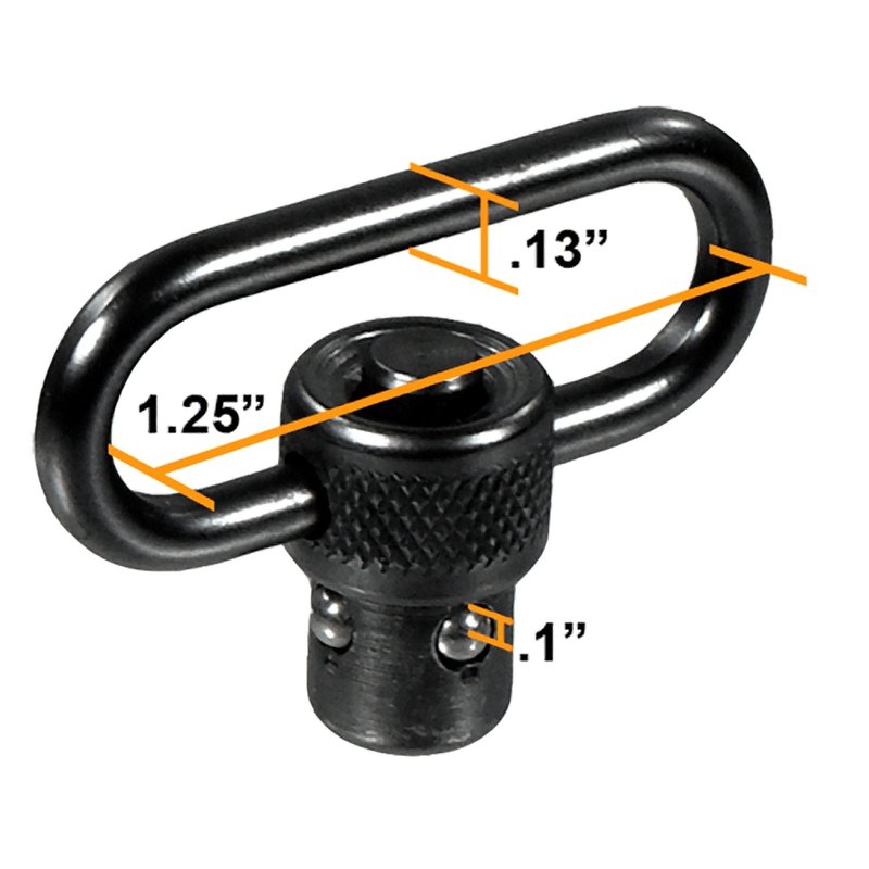 UTG Standard Duty Push Button QD Sling Swivel, 1.25" Loop Black