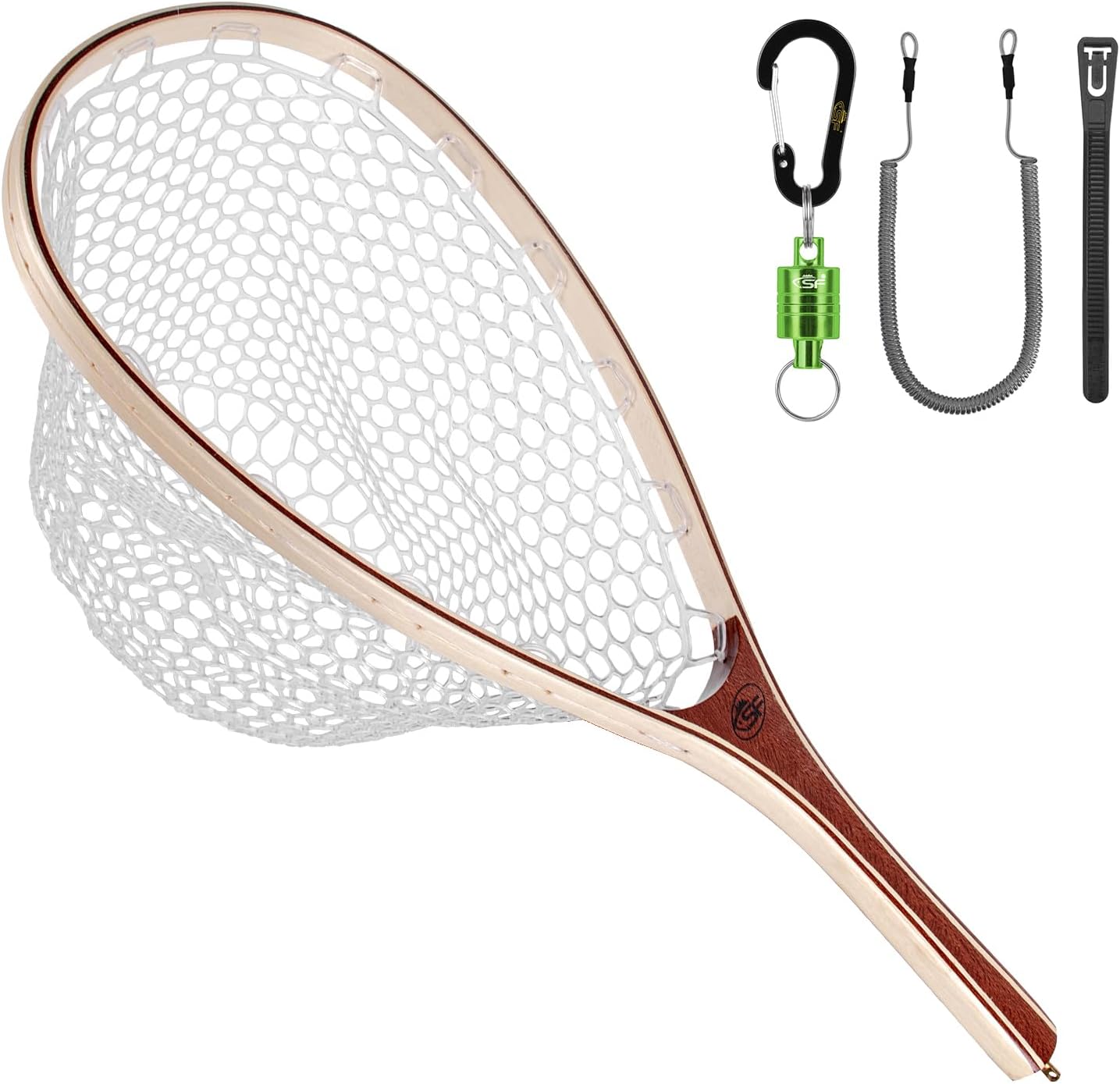 SF Fly Fishing Landing Net - Soft Rubber Mesh Design for Easy Catch & Release | Ideal for Trout Fishing