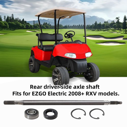Roykaw Golf Cart Driver Side Rear Spline Axle Shaft Kit Replacement for EZGO RXV 2008-up Electric Golf Cart, Includes Bearing, Oil Seal, Snap Ring, OEM# 620337, 614208