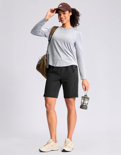 G Gradual Women's Hiking Shorts - Quick Dry Lightweight Bermuda Cargo Shorts with 2 Zipper Pockets