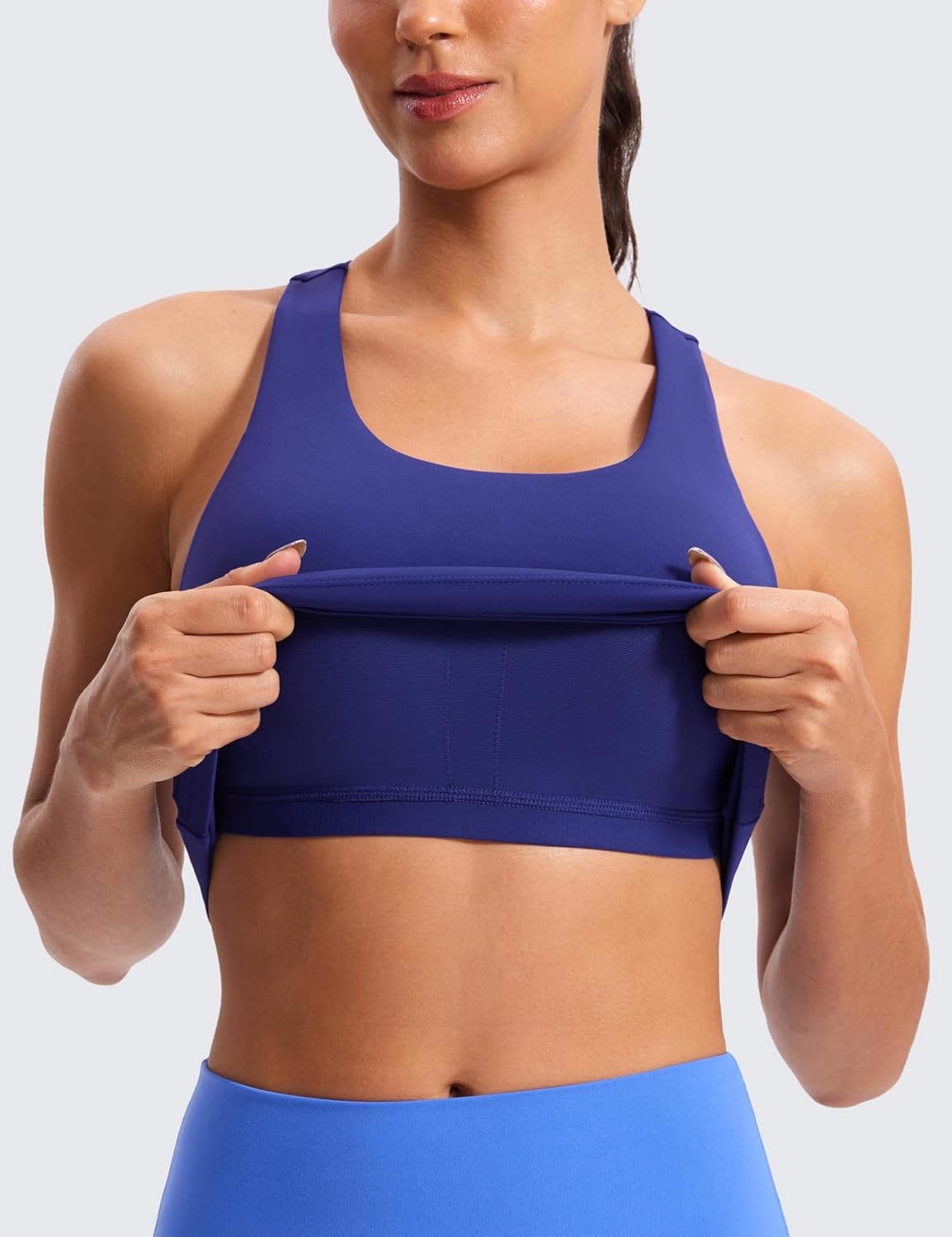 CRZ YOGA Racerback Workout Tank Tops for Women - Padded Spandex Yoga Shirts with Built-In Bra