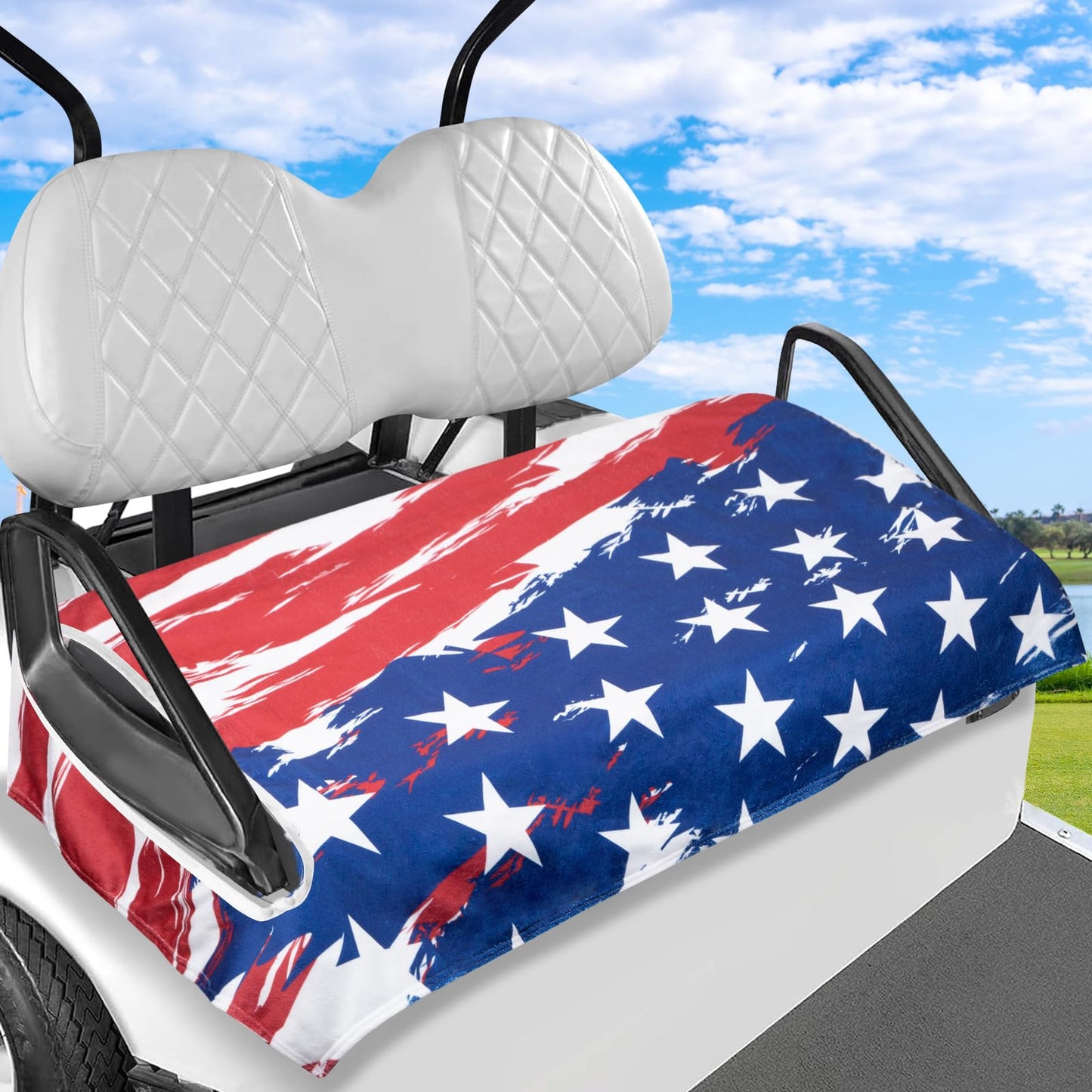 Airclub Golf Cart Seat Covers Suitable for EZGO, Club Car & More 2-Seat Carts, Golf Cart Seat Towel 100% Microfiber for Ultimate Comfort & Protection, Golf Cart Accessories 55'' x 32''