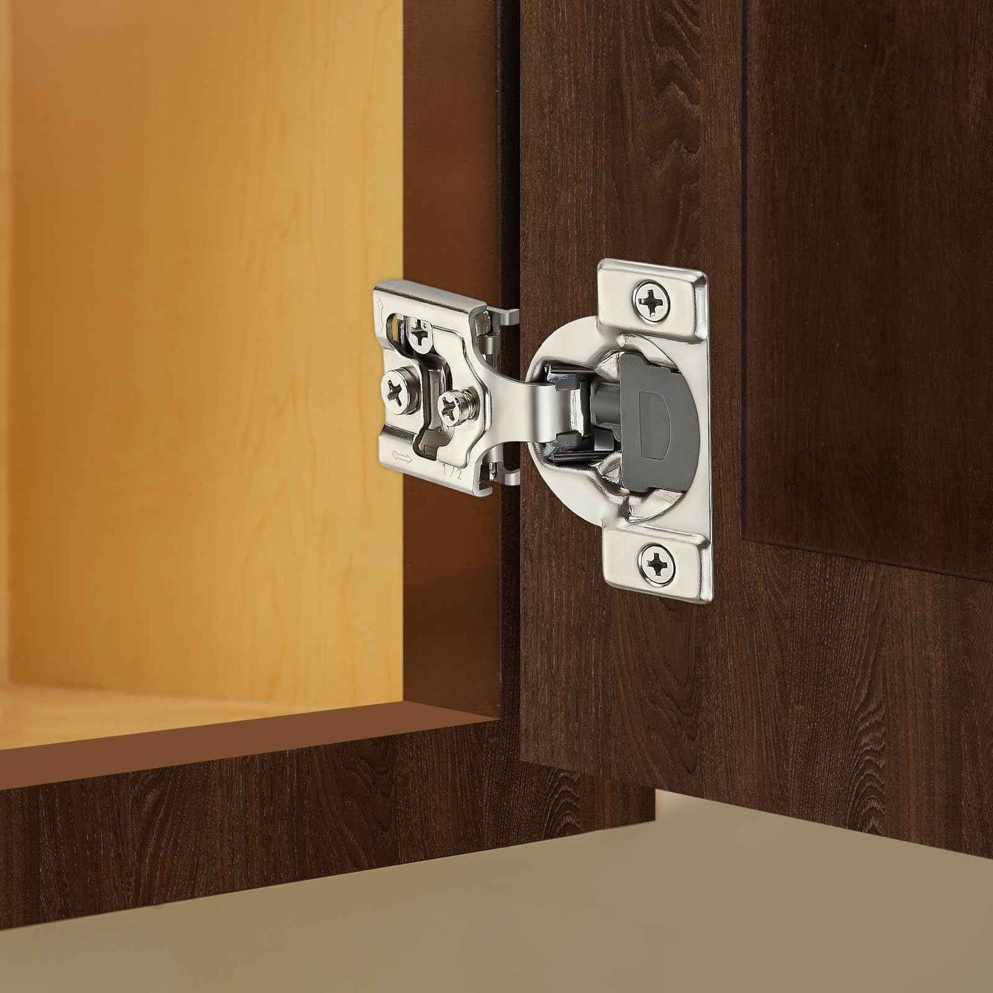 Home Expert 10 Pack (5 Pairs) 1/2" Overlay Soft Close Cabinet Hinges, Satin Nickel Stainless Steel Concealed Hinges with 3D Self-Closing for Face Frame Doors & Kitchens