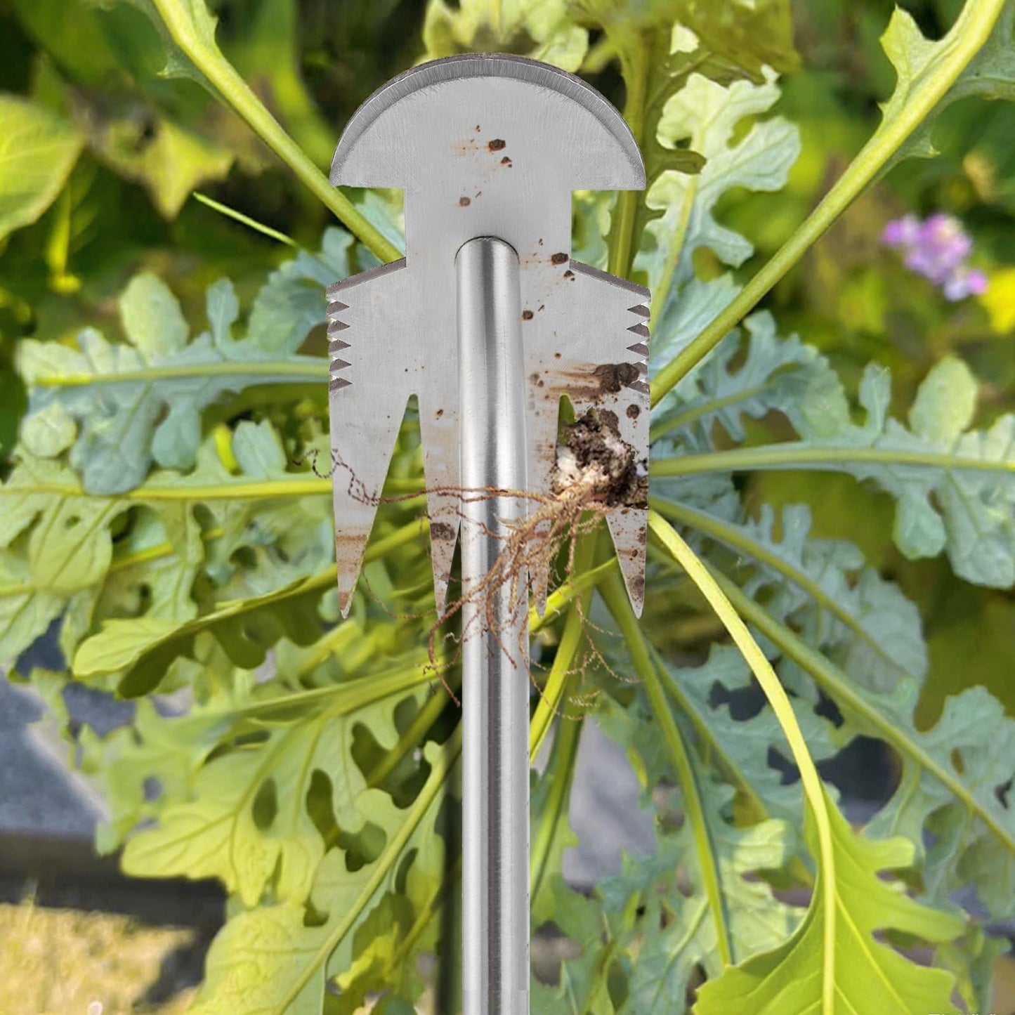 Weed Puller Tool, Rubber Handle Garden Manual Weeder Tool, Portable Stainless Steel Weeding Tools, For Hand Weeder Puller for Vegetable Gardening Backyard Farm Planting & Uprooting Weeding Tool