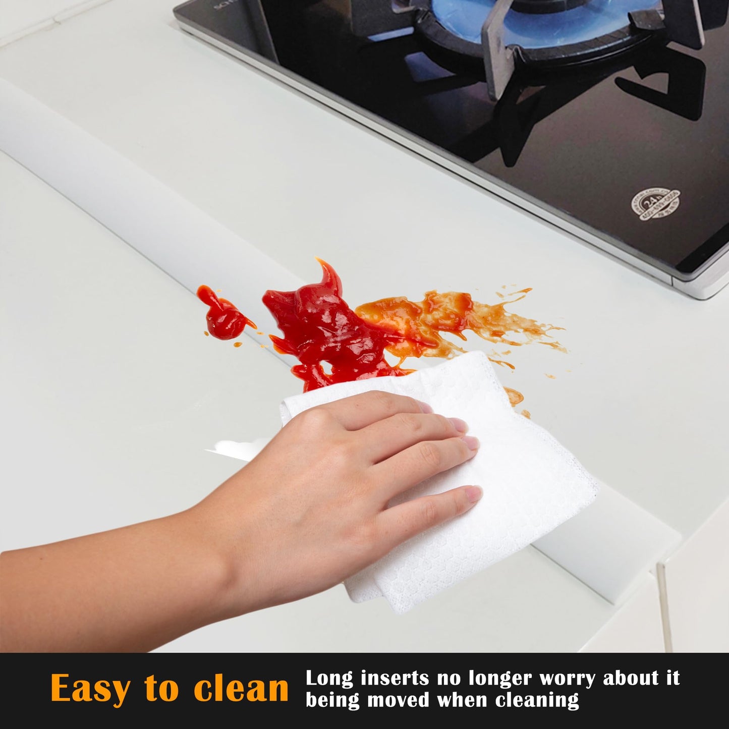 KindGa Stove Gap Covers, Silicone Counter Gap Filler for Stove, 30 Inches for 0.2-1 inch Gap,Seal Spills between Appliances Countertop Furniture Stoves Ovens(Set of 2, White)