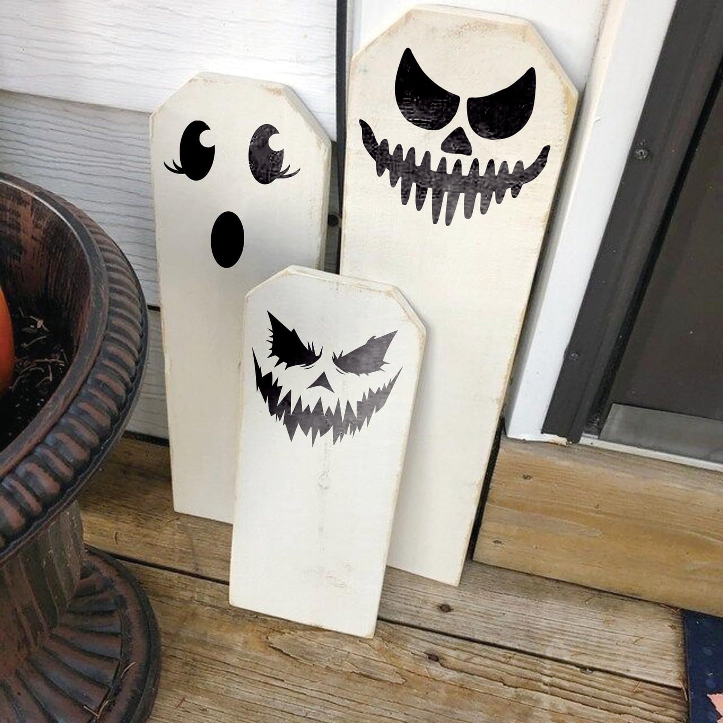 Halloween Stencils for Painting on Wood Large Halloween Paint Stencil for Crafts Door Mats Shirts Glass Crafts Cookie Baking Door Hanger Sign (face20)