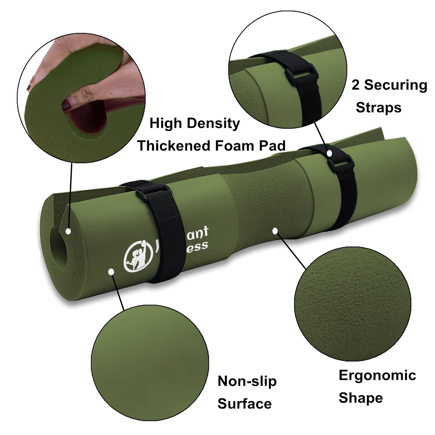 J Bryant Barbell Pad Set with 2 Ankle Straps for Cable Machines, Hip Resistance Band, Weight Lifting Straps, Thick Cushion Hip-Thrusts Pad with Carry Bag for Squats Bench Press Workout