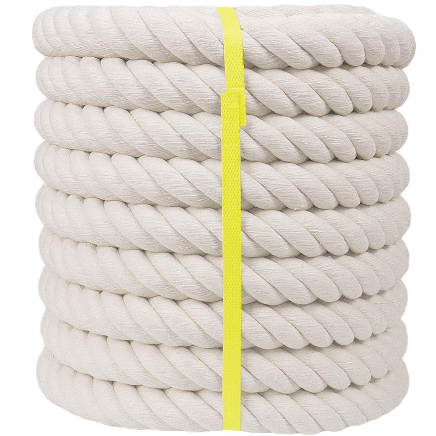 Twisted Cotton Rope (1.5 inch x 50 feet) Natural White Rope for Nautical, Tug of War, Climbing, Hammock, Decorating