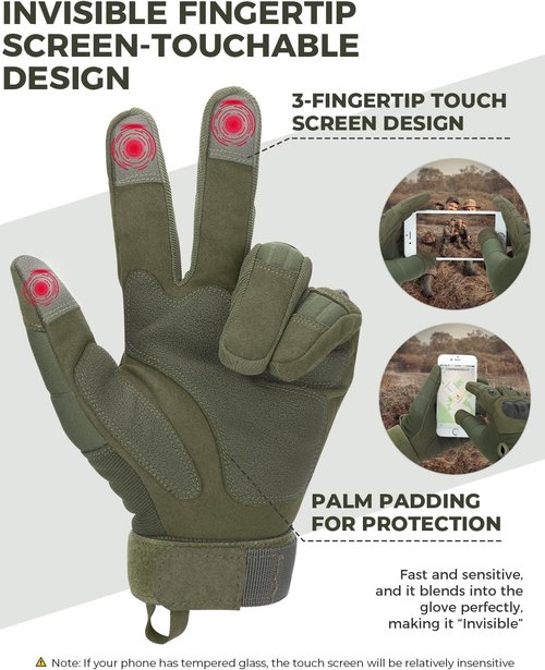 KEMIMOTO Tactical Gloves - Touchscreen Motorcycle Gloves with Hard Shell & Palm Padding | Perfect for Sports, Cycling, and Outdoor Activities