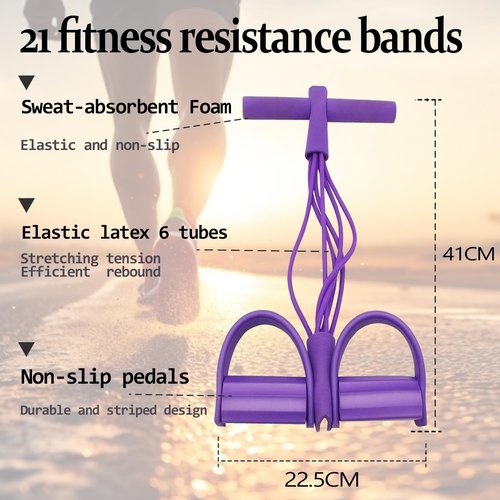 21 Fitness Resistance Bands - Multifunctional Natural Latex Tension Rope for Strength Training & Slimming
