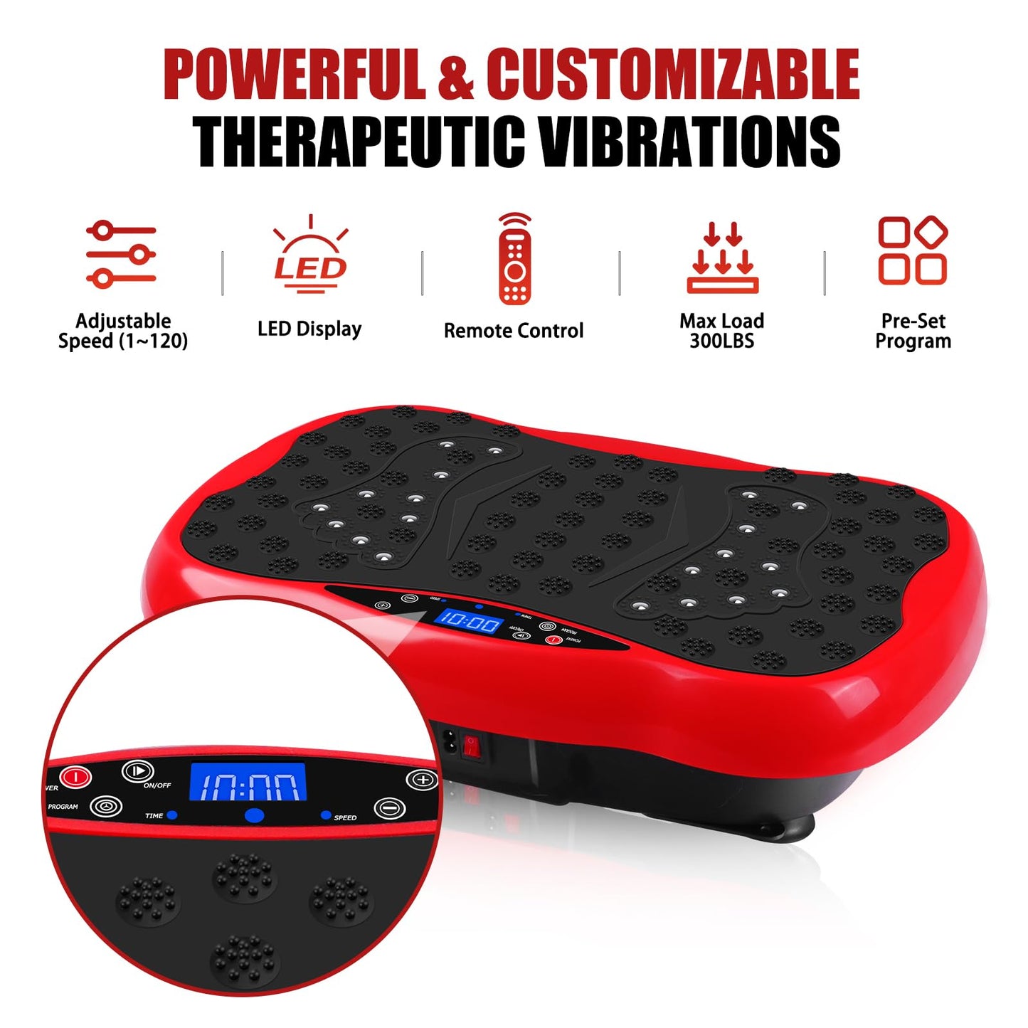 Vibration Plate Exercise Machine, Health & Fitness Full Body Vibration Platform, Portable Vibration Plate Platform for Weight Loss Home Fitness, w/Resistance Bands+Remote