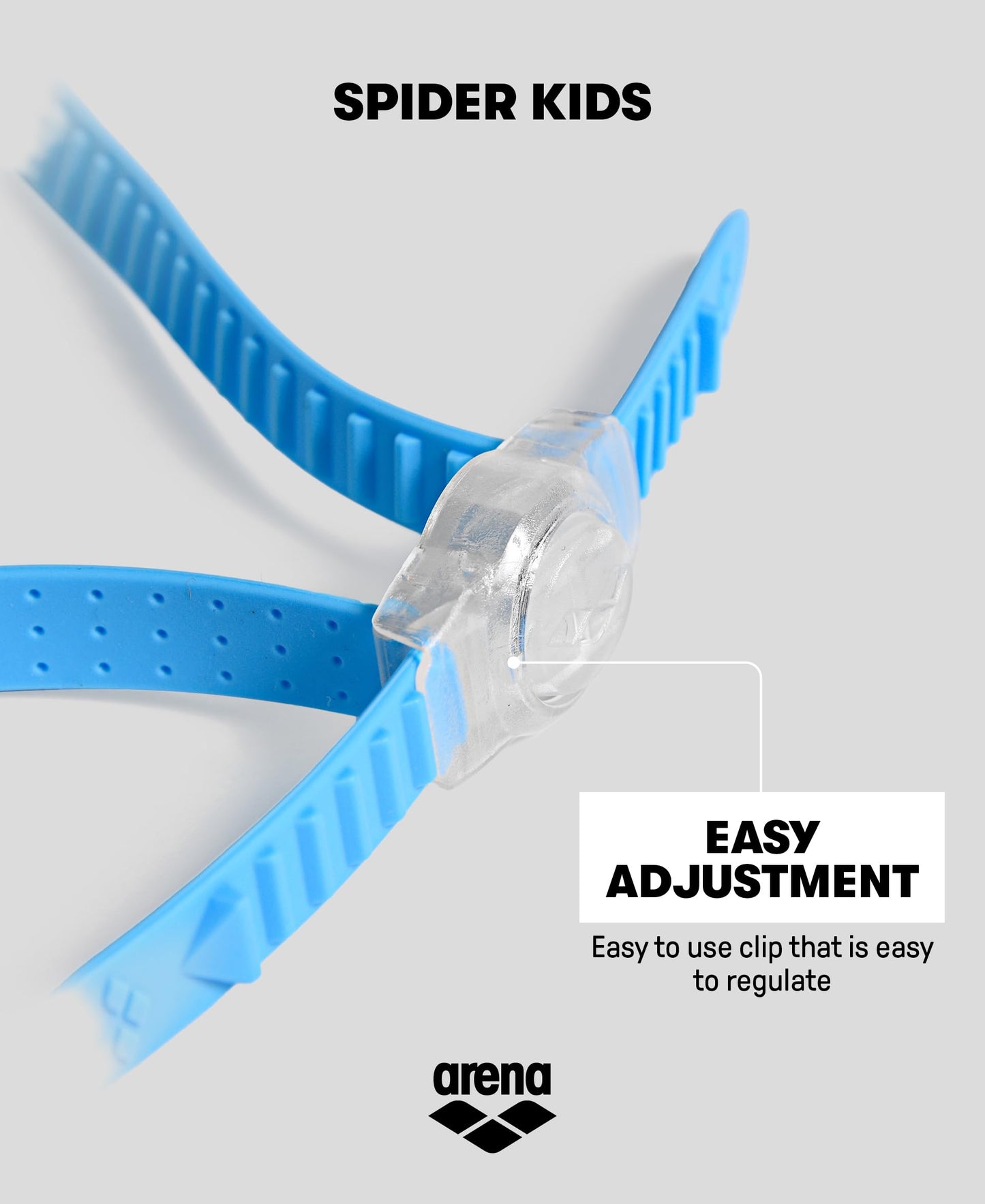 ARENA Unisex Spider Kids Swim Goggles for Boys and Girls Ages 2 to 5, Anti-Fog Non-Mirror Lens, Easy to Use Strap No Leak Goggle, Clear/Yellow/Lightblue