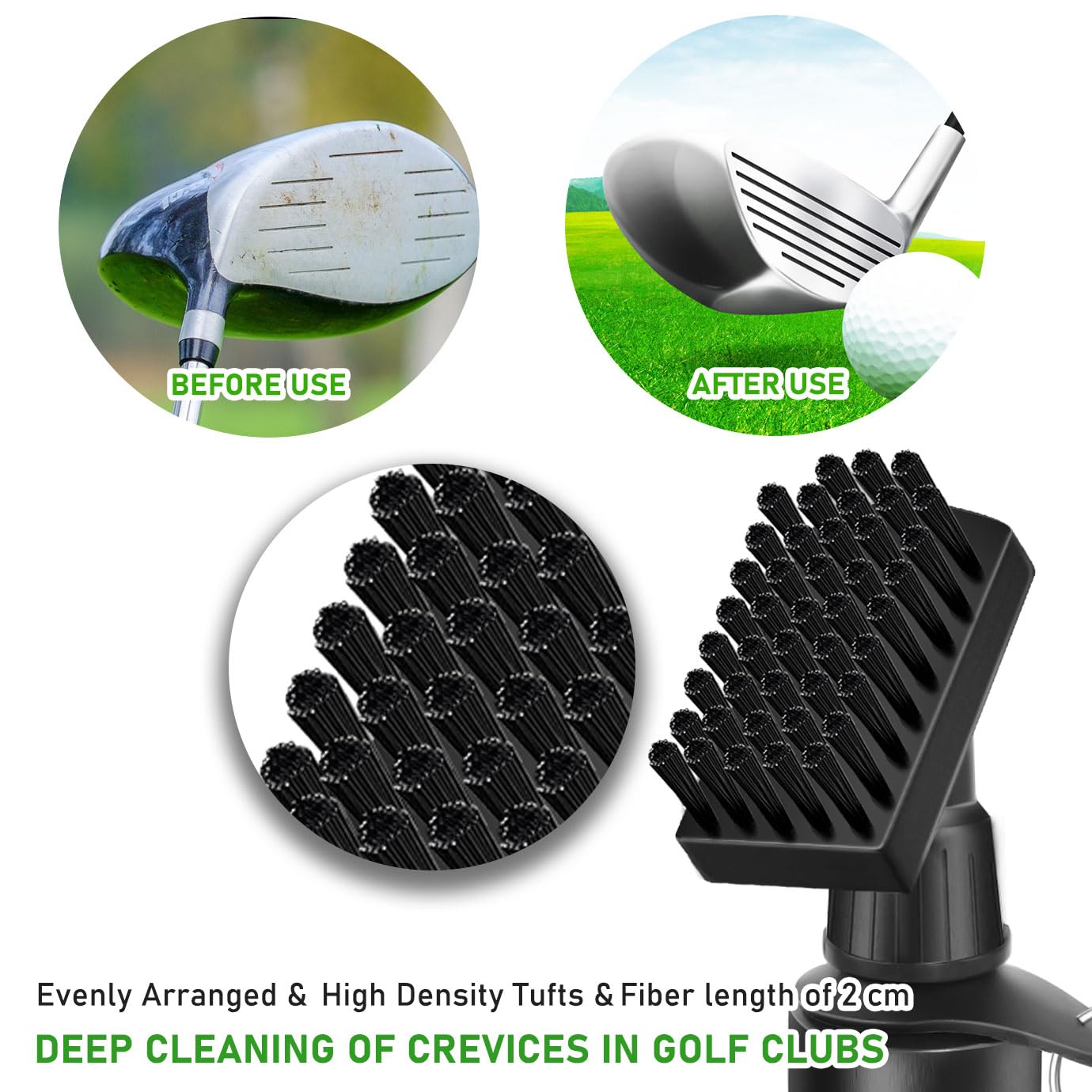 WXJ13 2 PCS Golf Clubs Cleaning Water Brush,Golf Club Groove Cleaner Brush with Leakproof Reservoir Tube, Squeeze Bottle