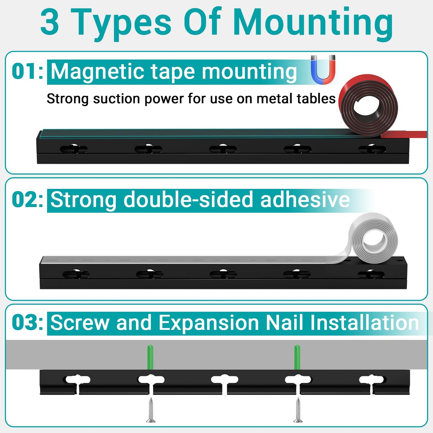 Cable Raceway - Magnetic Cable Management Under Desk with Upgraded Aesthetic Large Hole, Cord Organizer Kit for Hiding Computer, Gaming Desk, Network, Power Cord, TV - 4PCS 4x15.7in Black