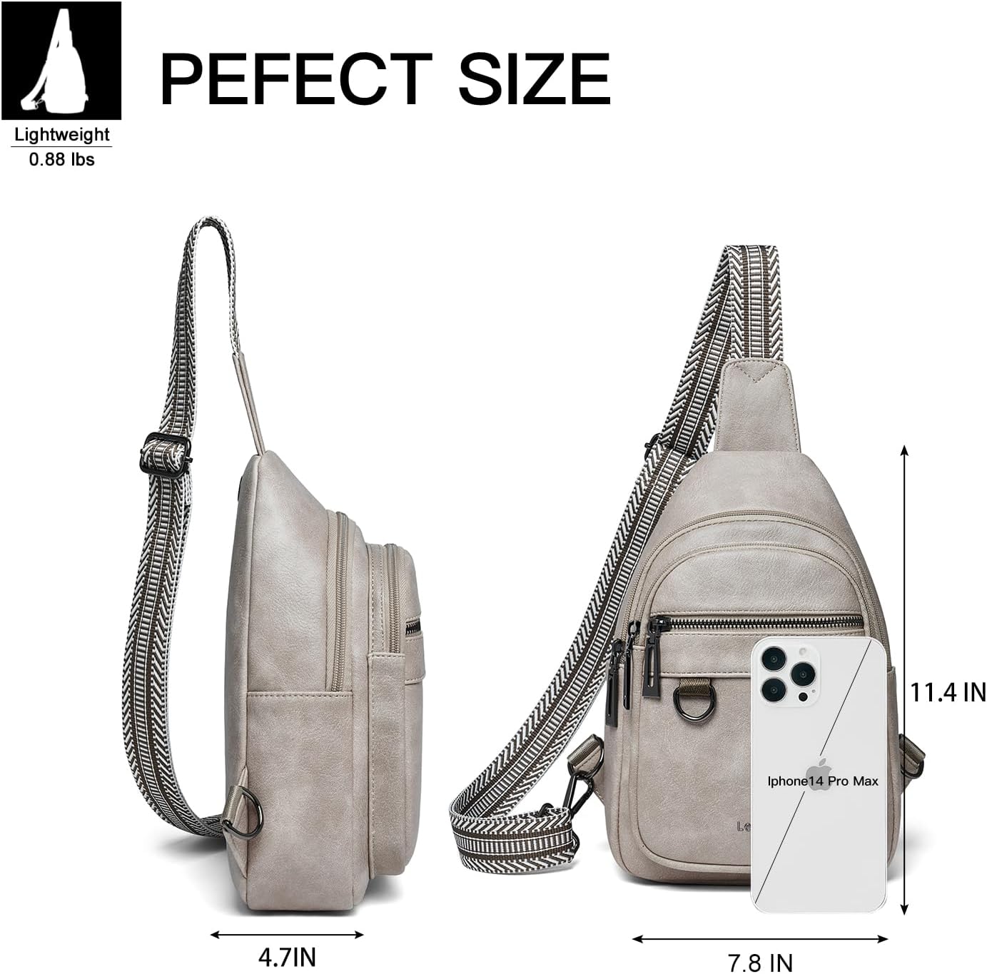 Skiennix 7L Sling Bag - Vegan Leather Crossbody Purse with Anti-Theft Design | Travel-Friendly Backpack