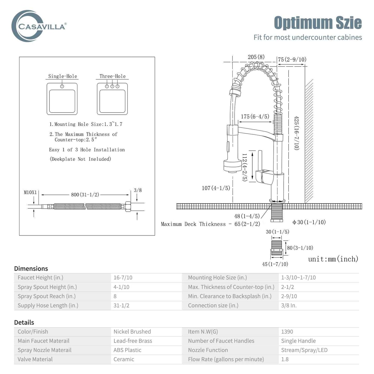 Casavilla Black Kitchen Faucet with Soap Dispenser, Faucet with Light, Faucet for Camper Farmhouse RV Kitchen Sink, Single Handle Stainless Steel Kitchen Sink Faucets with Pull Down Sprayer