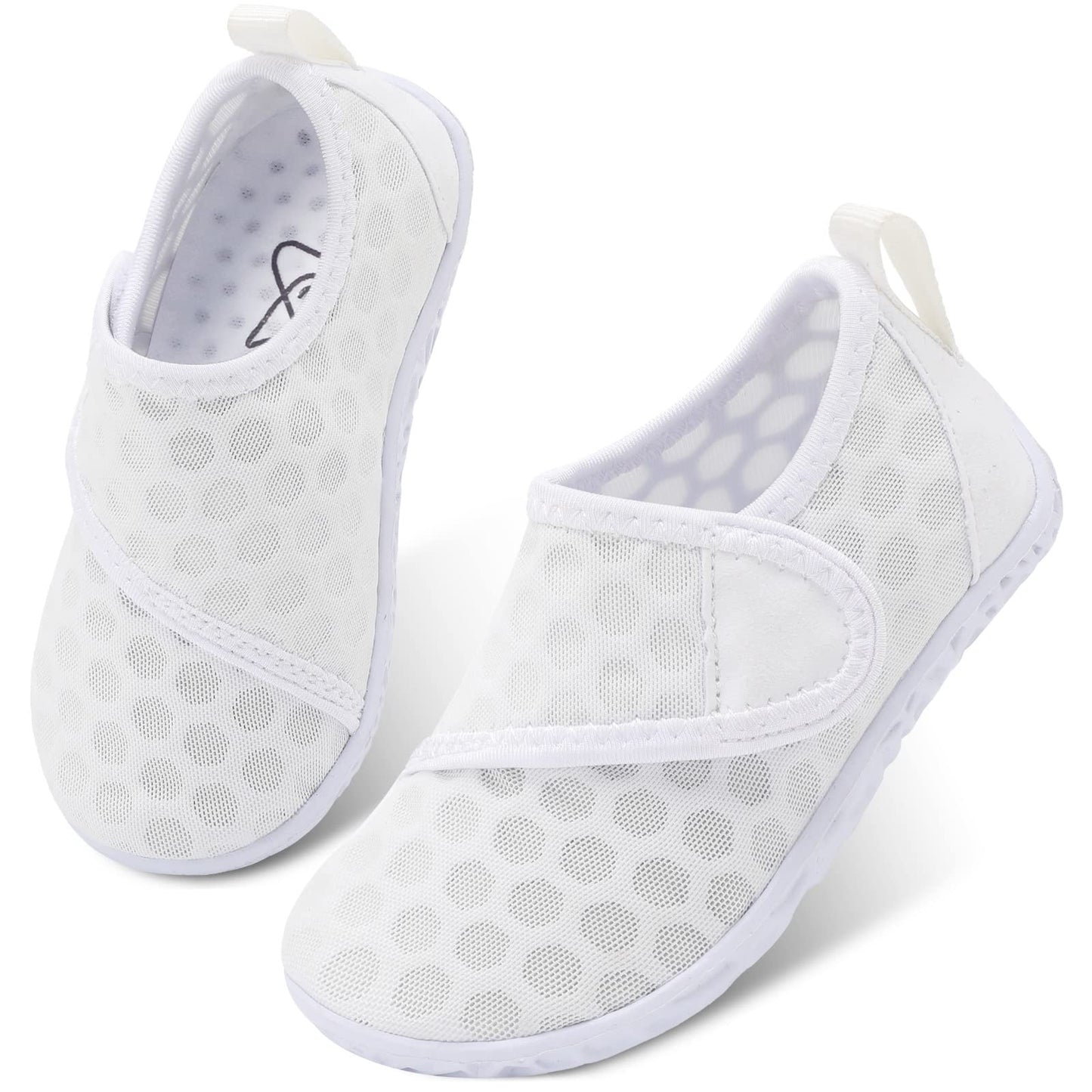 LeIsfIt Kids Water Shoes Toddler Girls Boys Swim Shoes Outdoor Quick-Dry Breathable Aqua Socks for Beach Pool Surf, White, 12 Little Kid