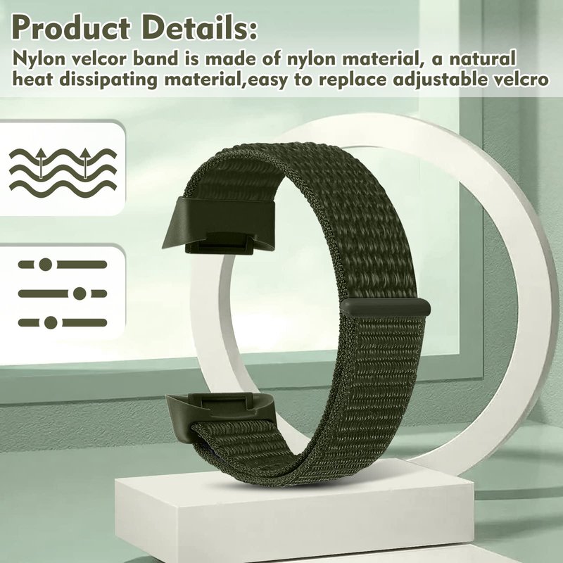 Relting Compatible with Fitbit Charge 5 Bands for Women Men,Soft Breathable Velcro Nylon Loop Sport Strap Replacement Wristbands for Fitbit Charge 5