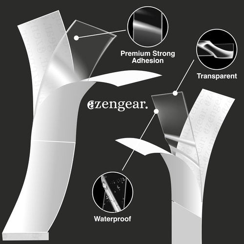 aZengear Double-Sided Body Tape - Strong Adhesion for Clothes, Hijab & Dress | 104 Strip Pack, Clear & Transparent