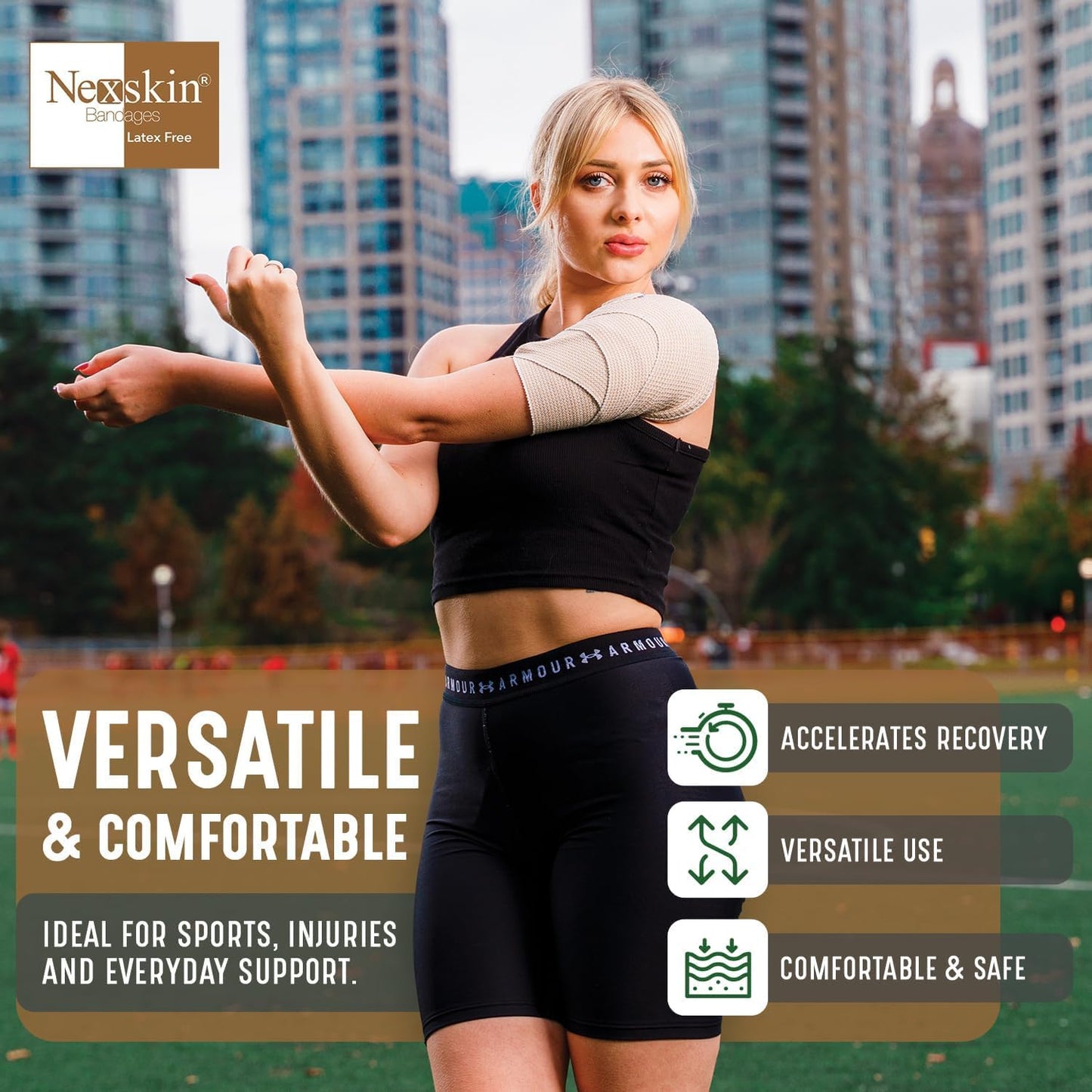 Premium Elastic Bandage Wrap (4” Wide, 2 Pack) - Nexskin Latex Free Athletic/Medical Compression Bandages Hook & Loop Fasteners at Both Ends - Lifetime Washable & Reusable Bandages