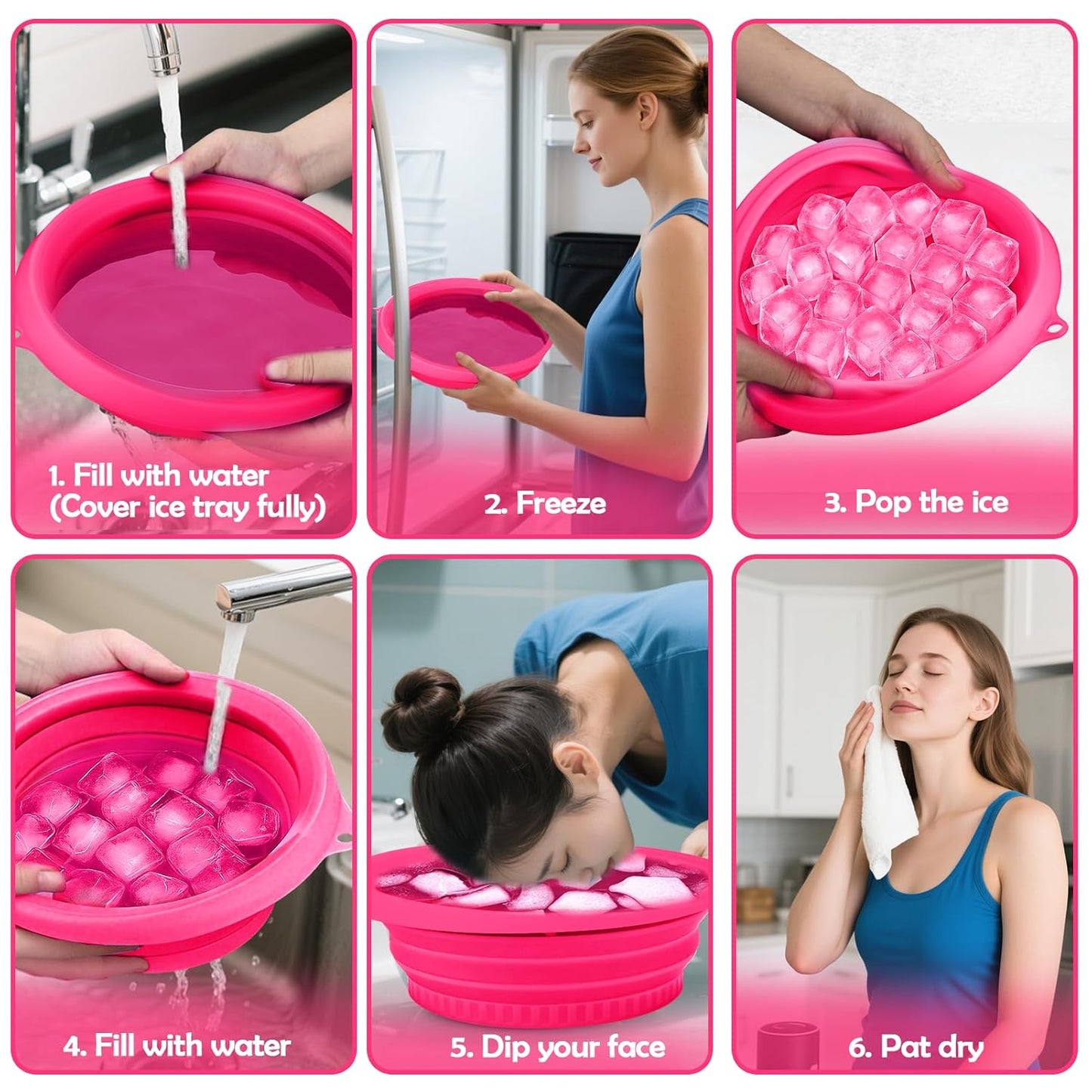 XANGNIER Face Bowl - Collapsible Silicone Ice Bath for Cold Plunge Therapy | Black Spa Tool for Skin Tightening & Acne Relief