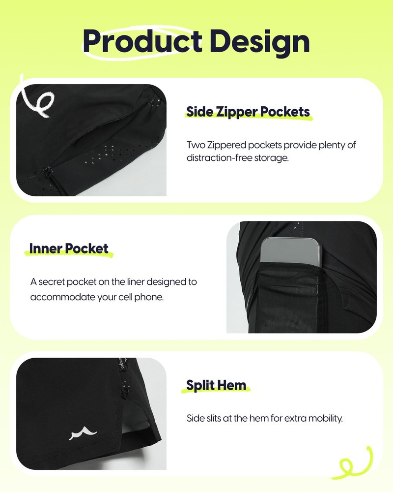 maamgic Boys Athletic Shorts with Liner Youth 2 in 1 Active Running Basketball Sports Soccer Shorts with Zipper Pockets Black 10/12
