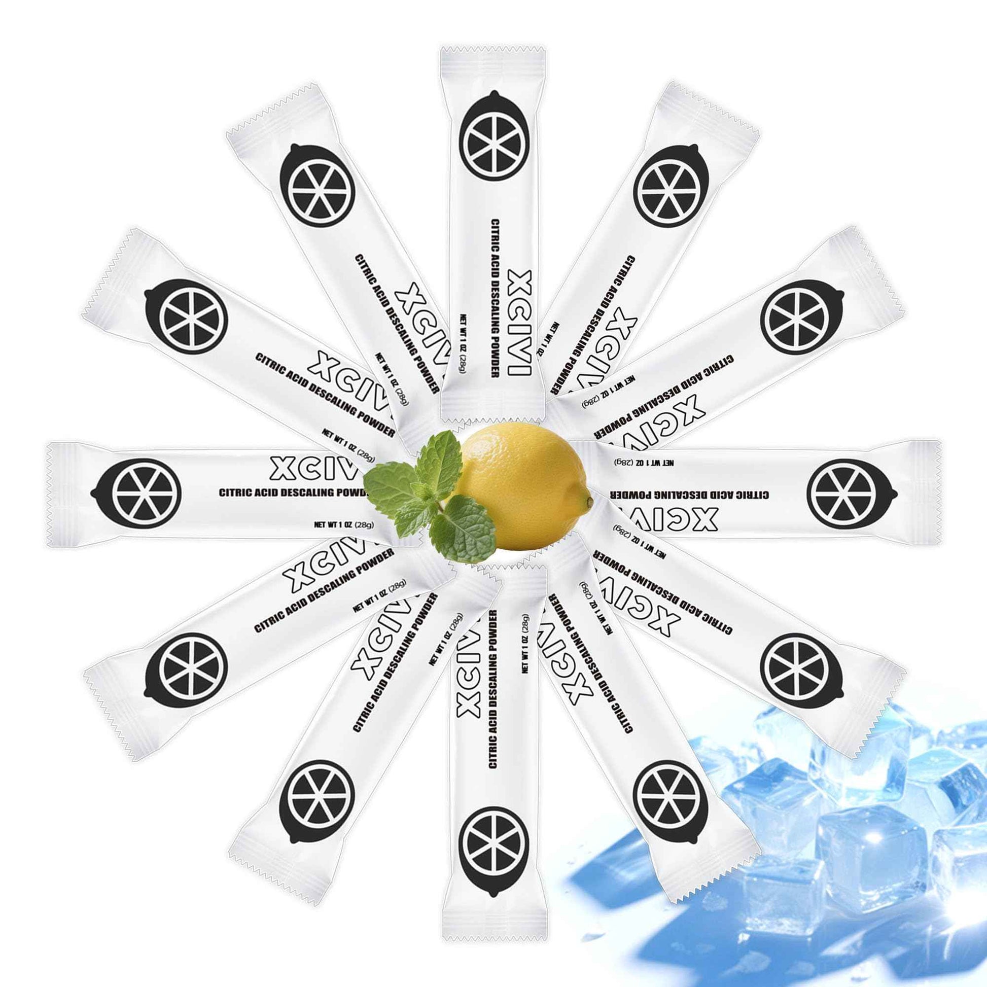 xcivi Household Ice Maker Descaling Powder Compatible with GE Profile Opal Ice Maker, Ice Machine Cleaner Maker Descaler, Helps Remove Hard Water and Mineral Buildup, Individually Packed (12)