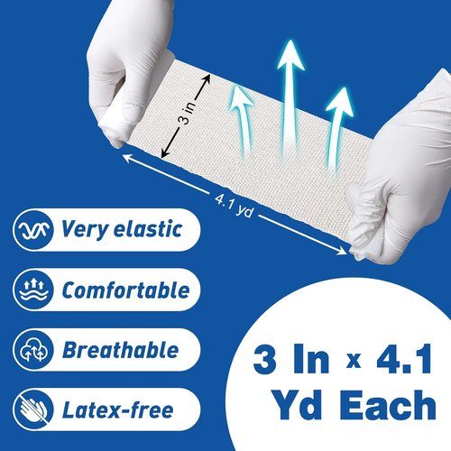 AZEN Gauze Rolls Bandages - 100 Pack, 3" x 4.1 Yards | Premium First Aid & Medical Supplies