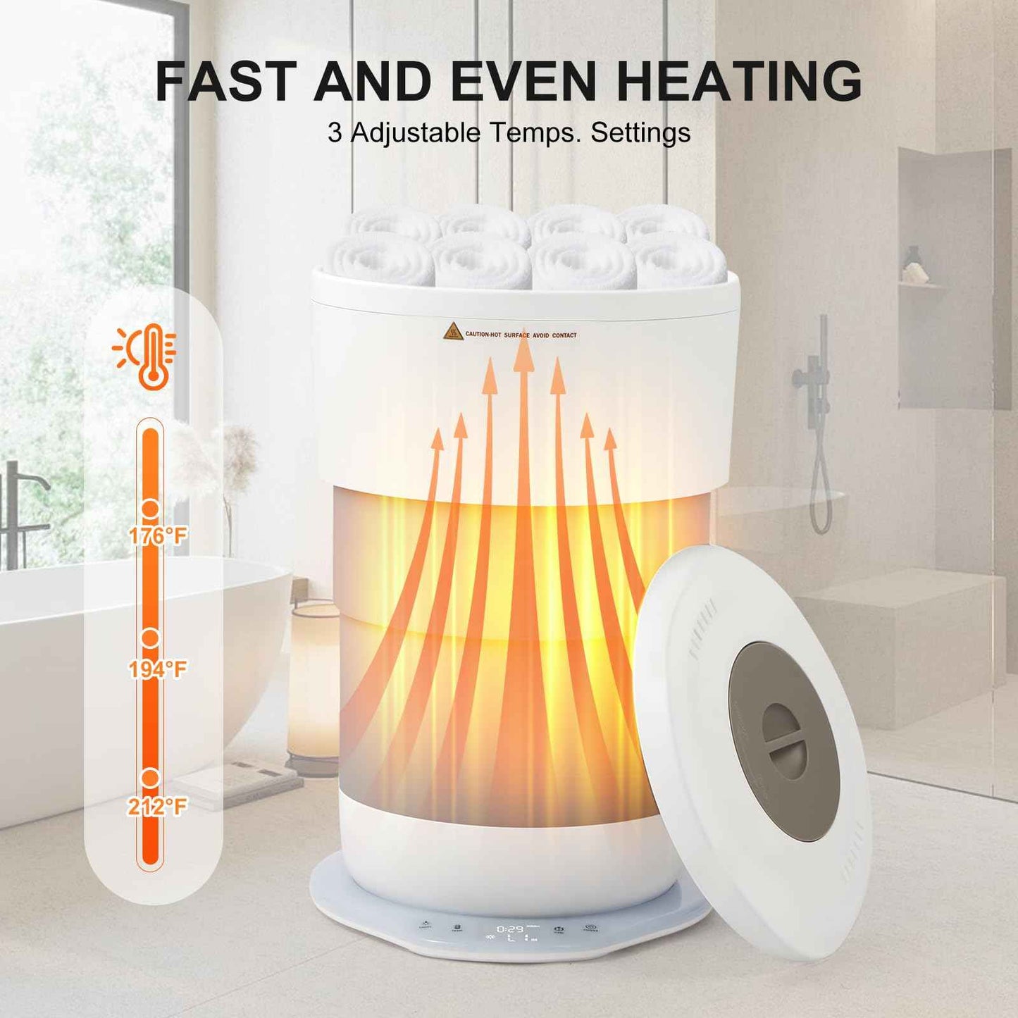 Sageme Towel Warmer for Bathroom, 21L Towels Warmer Bucket with Timer, Towel Heater,Auto Shut Off,White Elephant Gifts Fits Up to Oversized Towels, Bathrobes, Blankets, PJ's and More