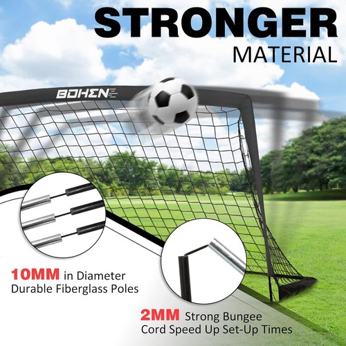 Bohen 6x4 FT Portable Kids Soccer Goals - Folding Soccer Net with Carry Bag for Indoor/Outdoor Use