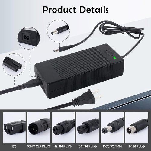 GOTRAX UL Certified 42V 2A Electric Scooter Charger - 6-Prong Hoverboard Power Adapter