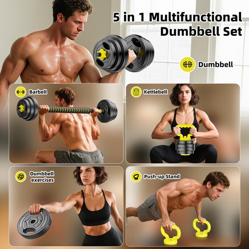 HUAYA Adjustable Dumbbell Set, 10-90lbs Free Weights with Connector – 4 in 1 Dumbbells, Barbell, Kettlebell & Push Up Stand, Adjustable Weights Set for Home Gym Fitness Equipment for Men & Women (Orange 45lbs (22.5lbs*2))