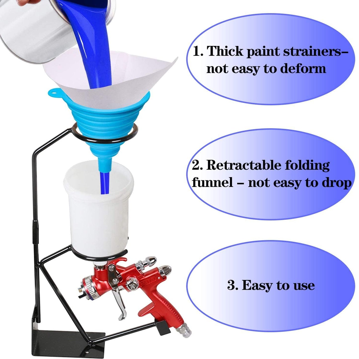 JANYUN 100Pcs Paint Filter, 190 Micron Resin Filter Disposable Paint Strainers for Automotive Spray Paint, Art Painting Cooking Oil Filter with Cone Silicone Funnel Filter