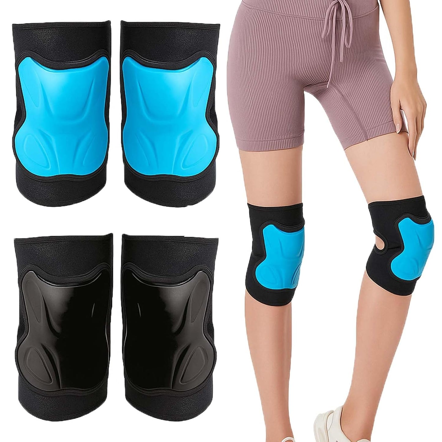 Skiennix Construction Knee Pads - Non-Slip Straps for Comfort | Soft Foam Cushion, Blue, Size L (1 Pair)