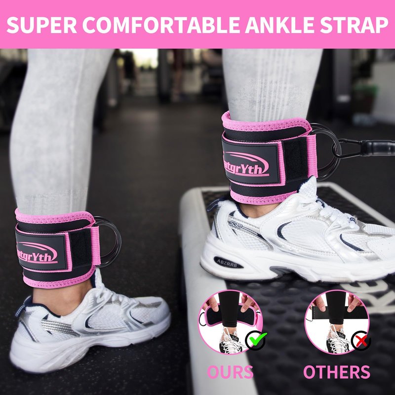 Ankle Resistance Bands with Cuffs, Resistance Bands for Leg, Ankle Bands for Working Out, Booty Workout Equipment for Kickbacks Hip Fitness Training Ankle Strap with Exercise Bands for Women