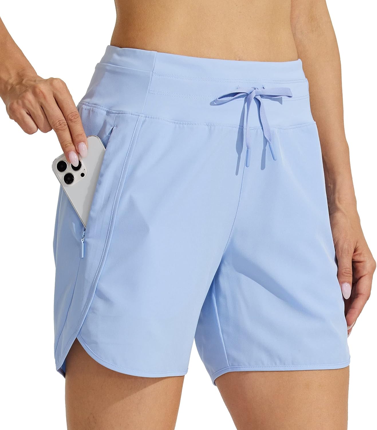 Willit Women's Running Shorts - 5" Quick-Dry High-Waisted Athletic Gym Shorts with Zipper Pocket