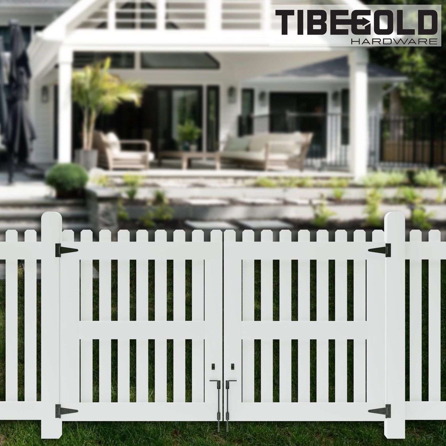 TIBEGOLD 12" Heavy Duty Cane Bolt Gate Drop Rod, Extra Thick Gate Ground Latch Hardware for Wood PVC Vinyl Metal Fences Gates, Wrought Iron Doors Stopper Gate Latches, Black Finish, 1 Pack