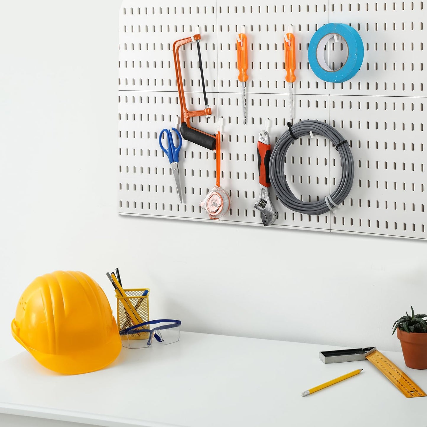 CroBlissful 15 Pcs Pegboard Hook Compatible with IKEA Skadis Organizer Accessories, Hook Accessories Compatible with IKEA, Pegboard Hooks for Garage Home Office Indoor Supply(White)