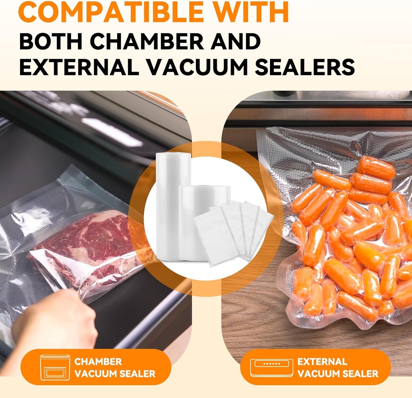 Wevac Vacuum Seal Rolls - 6''x100' & 8''x100' | BPA-Free, Commercial Grade Food Storage Bags