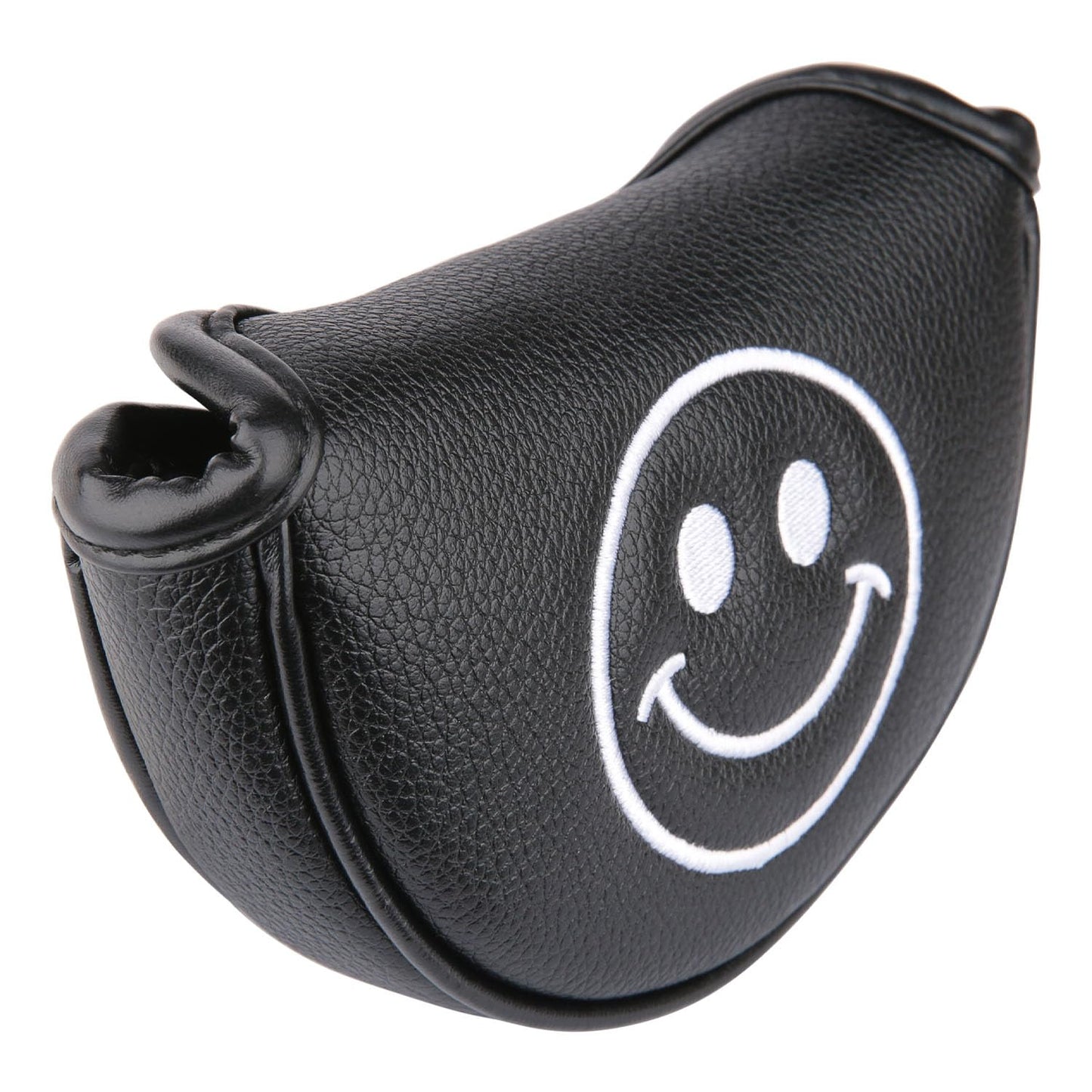 Golf Club Small/Mid Mallet Putter Head Cover Harf Mallet Cover Soft Leather with Embroidery Magnetic Closure (Black)