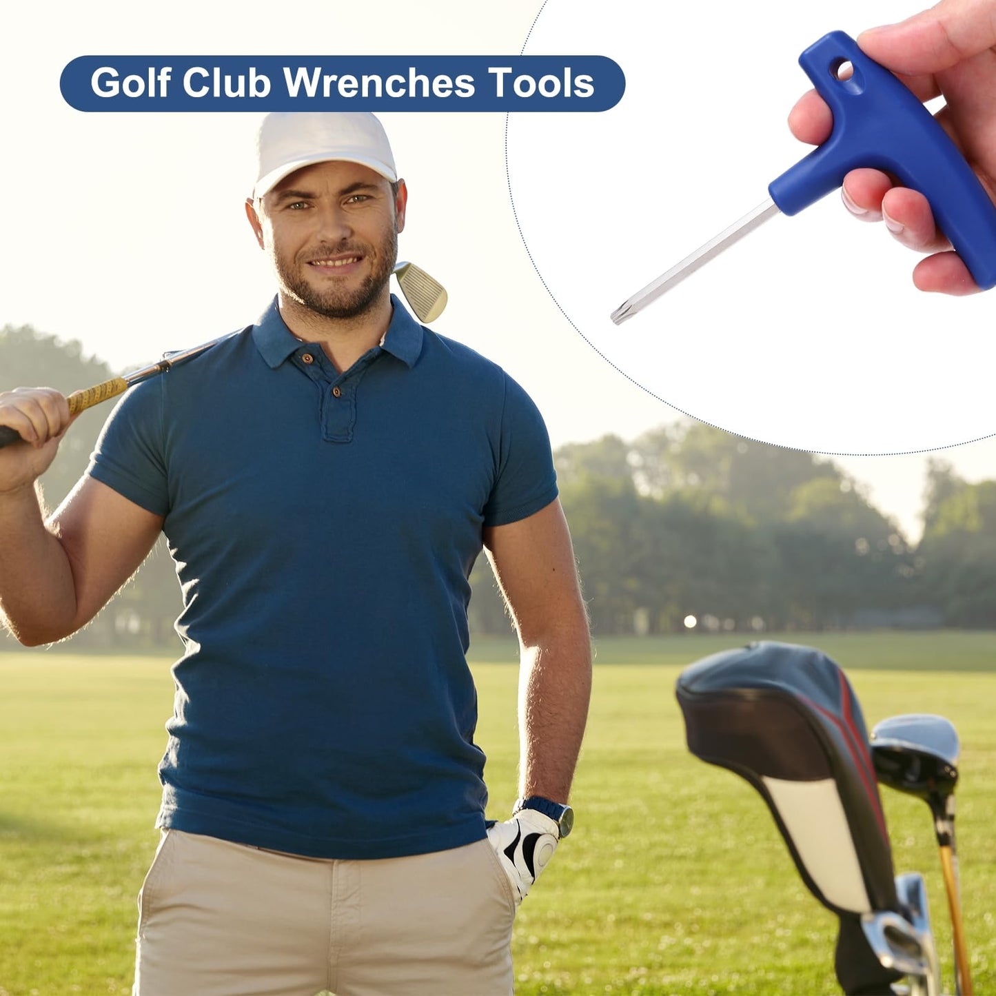 HARFINGTON 2pcs Golf Spike Wrench T20 T25 Golf Torque Wrench Stainless Steel Golf Head Adjustment Tool Golf Driver Torque Tool with Plastic Handle for Golf Club Driver Shaft Adapter, Blue