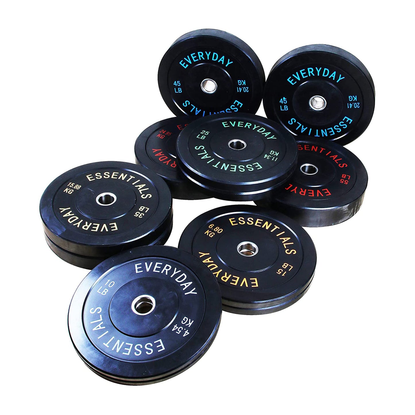 BalanceFrom Color Coded Black Olympic Bumper Plate Weight Plate with Steel Hub, 45LB Pair