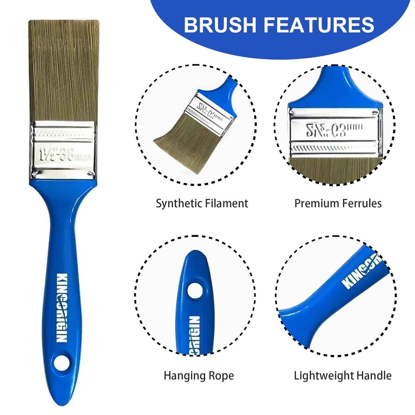 KingOrigin 1.5 Inch Paint Brush Set, 40 Pack, 1-1/2 Inch (38mm) Flat Paint Brushes for Walls, Furniture, Crafts, Professional DIY Painting & Touch-Ups
